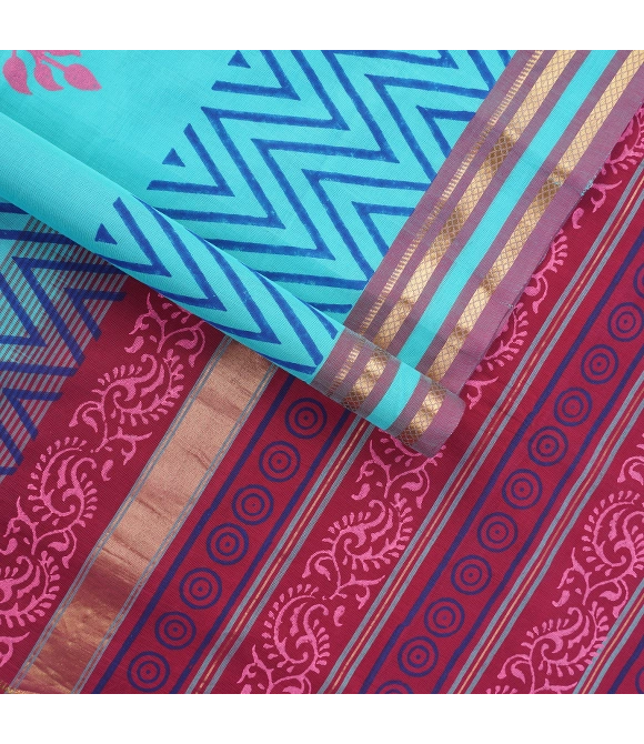 Picture of Manamedu Block Printed Sarees With Blouse
